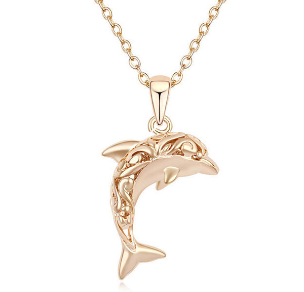 18K Gold Plated Dolphin Necklace and Pendant 
