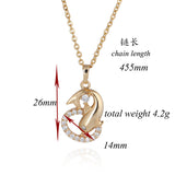 18k Gold Plated Crystal Pendant and Choker Dolphin Necklace 
