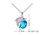 Beautiful Crystal Rhinestone Dolphin Pendant With Chain Necklace 