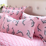 Beautiful Dolphin Bedding Set Available in Pink & Blue 100% Cotton- 4 Pieces 