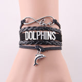 Stunning Infinity Love Leather Wrap Dolphin Bracelet 
