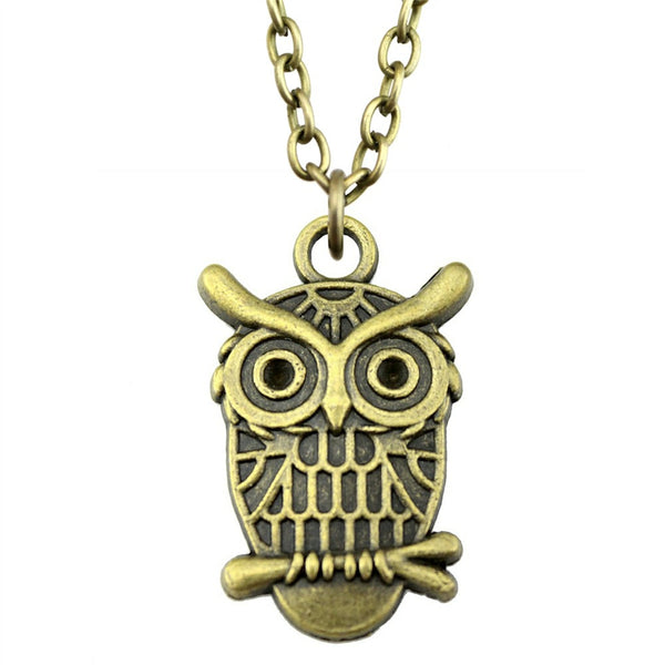 Bronze Vintage Owl Pendant Necklace - Fashion Jewelry Gift For Women (silver available as well)