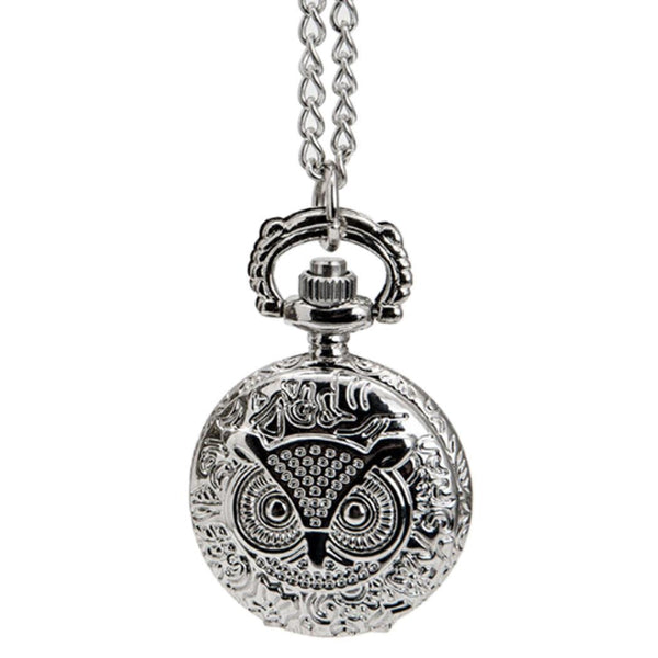 Absolutely Stunning Silver Color Quartz Pocket Watch Owl Necklace and Pendant 