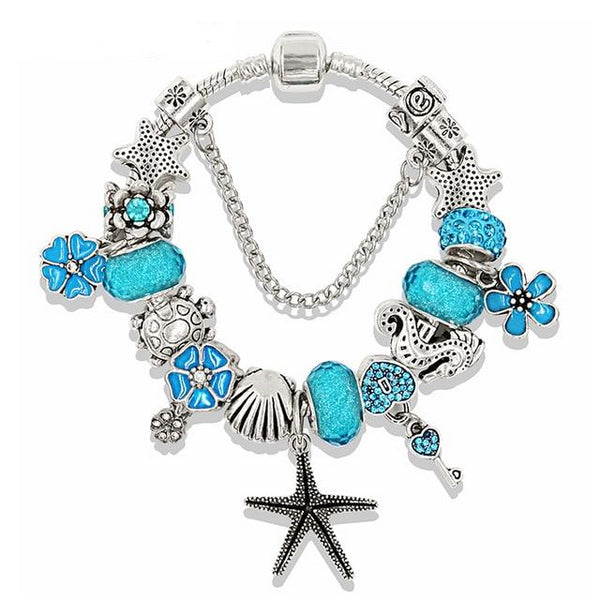 Pandora Dolphin Charms For Bracelets Blue Ocean Style Heart Flower