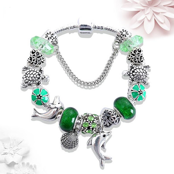 Antique Silver Seashell Dolphin Charm Pandora Bracelet New Design