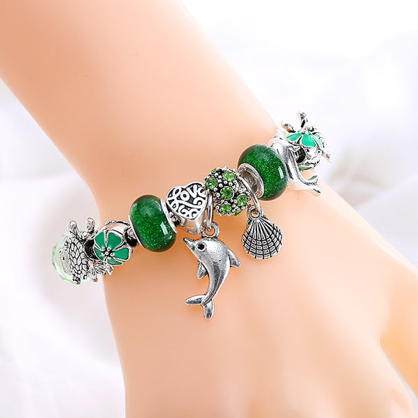 Antique Silver Seashell Dolphin Charm Pandora Bracelet New Design