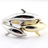 18K Gold Plated 3 Dolphin Bangle 2 Tone 