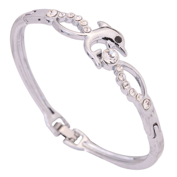 Elegant Silver Dolphin Bangle 