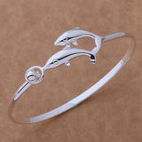 Silver Plated Dolphin Bangle 