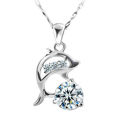 Trendy AAA Cubic Zircon Dolphin Pendant Necklace 