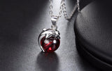 925 Sterling Silver Plated Red Agate Dolphin Pendant Necklace 