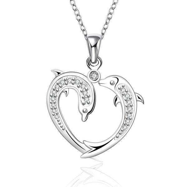 Trendy Heart Shape Dolphin Chain Necklace and Pendant 