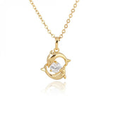 18K Gold Plated Crystal Pendant Dolphin Necklace 