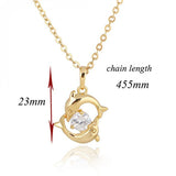 18K Gold Plated Crystal Pendant Dolphin Necklace 