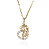 18k Gold Plated Crystal Pendant and Choker Dolphin Necklace 