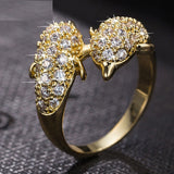 18K Gold Plated AAA Cubic Zircon Filled Dolphin Ring 