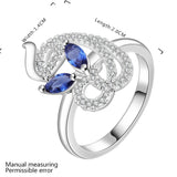 Silver Plated Cubic Zirconia Cocktail Dolphin Ring 