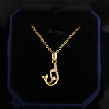 18K Gold Plated Round CZ Dolphin Pendant Necklace 