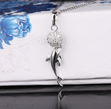 Stunning White Gold Plated Cubic Zircon Ball and Dolphin Necklace 