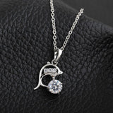 Stunning 18 K Gold Plated Round CZ Dolphin Necklace and Pendant 