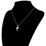 18 k Rose Gold Plated Stone Studded Dolphin Pendant Necklace 