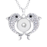 Crystal Snap Button Rhinestone Double Dolphin Pendant 