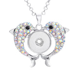 Crystal Snap Button Rhinestone Double Dolphin Pendant 