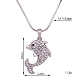 Unique Crystal Encrusted Dolphin Necklace and Pendant 