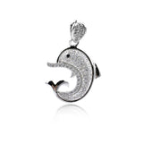 Classy Silver Plated Cubic Zirconia Encrusted Dolphin Pendant (necklace not included) 
