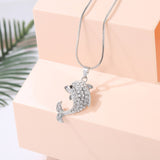 Elegant Rhinestone Crystal Filled Dolphin Necklace & Pendant