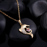 Gold Plated Dolphin Necklace With Elegant Dolphin Rhinestone Pendant