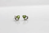 925 Sterling Silver Natural Green Peridot Earring Stud With Heart Gemstone 