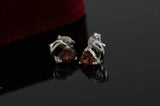 Lovely Dolphin Natural Red Garnet Stud Earrings 