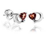 Lovely Dolphin Natural Red Garnet Stud Earrings 