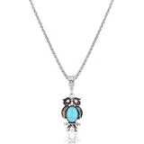 Gorgous Vintage Blue Stone Bohemia Ethnic Style Owl Necklace and Pendant 