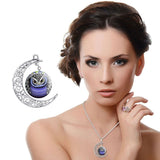 Hot Owl Round Glass Moon Pendant Necklaces - 