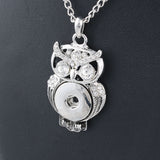 New Elegant Silver White Rhinestone Xinnver Snaps Necklace & OWL Pendant 