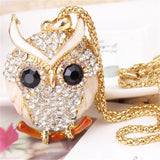 Trendy Womens Fashion Blue Charming Crystal and Gold Owl Pendant Necklace (many colours available) 