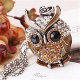 Trendy Womens Fashion Blue Charming Crystal and Gold Owl Pendant Necklace (many colours available) 