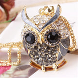 Trendy Womens Fashion Blue Charming Crystal and Gold Owl Pendant Necklace (many colours available) 