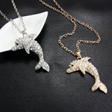 Crystal Dolphin Necklace With AAA Rhinestone Pendant - Silver/Gold Colour 
