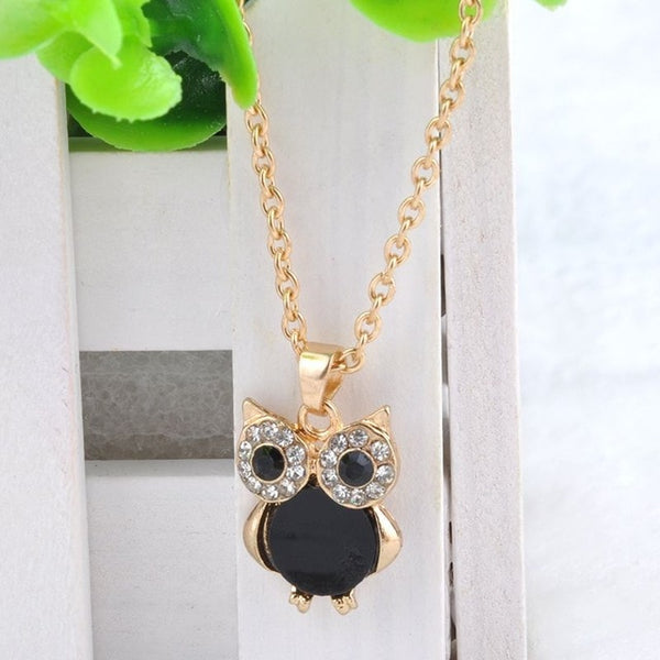 Stunning Crystal Rhinestone and Opal Owl Pendant Necklace - Perfect Gift For Women 
