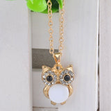 Stunning Crystal Rhinestone and Opal Owl Pendant Necklace - Perfect Gift For Women 