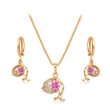 18K Gold Plated Pink Sapphire Dolphin Jewelry Set 