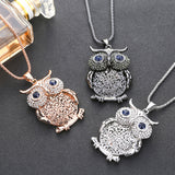 Stunning Zircon Hollow Owl Necklace Flower Necklace (Colour Options - Rosary Gold Silver Chain) - Friendship Necklaces 