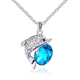 Beautiful Crystal Rhinestone Dolphin Pendant With Chain Necklace 