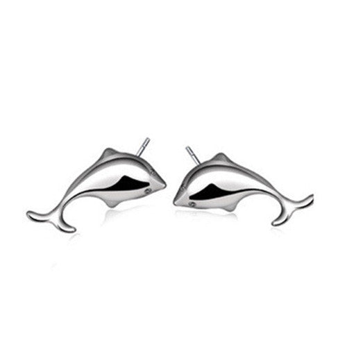 Tiny  Silver Dolphin Stud Earrings 