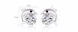 Silver Crystal Dolphin Jewelry Set For Women 