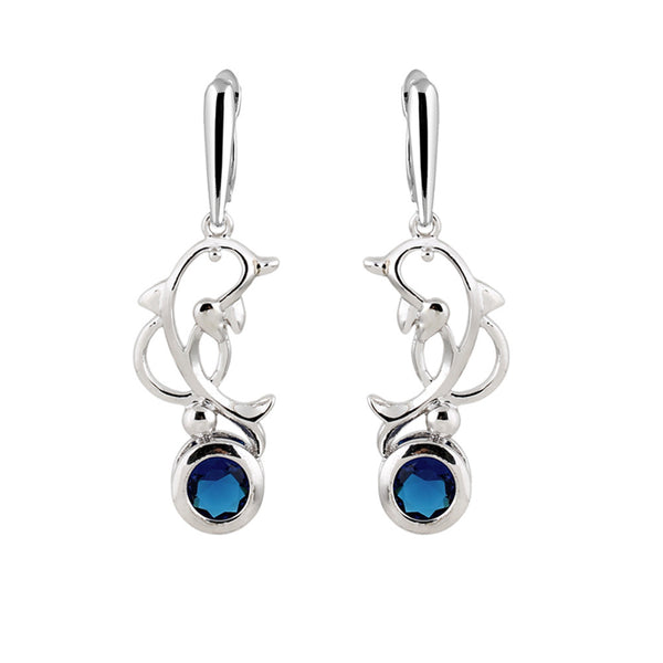 Lovely Lady Eardrop Crystal Dolphin Earrings For Women 