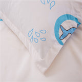 Blue Dolphin on White Cartoon Bedding Set 4-pieces 